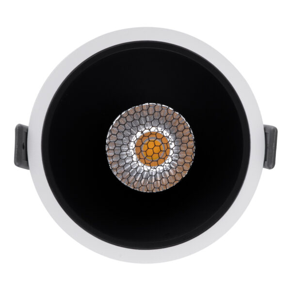 GloboStar® PLUTO-B 60258 Χωνευτό LED Spot Downlight TrimLess Φ10.4cm 15W 1950lm 38° AC 220-240V IP20 Φ10.4 x Υ6.5cm - Στρόγγυλο - Λευκό με Μαύρο Κάτοπτρο & Anti-Glare HoneyComb - Φυσικό Λευκό 4500K - Bridgelux COB - 5 Years Warranty - Image 5