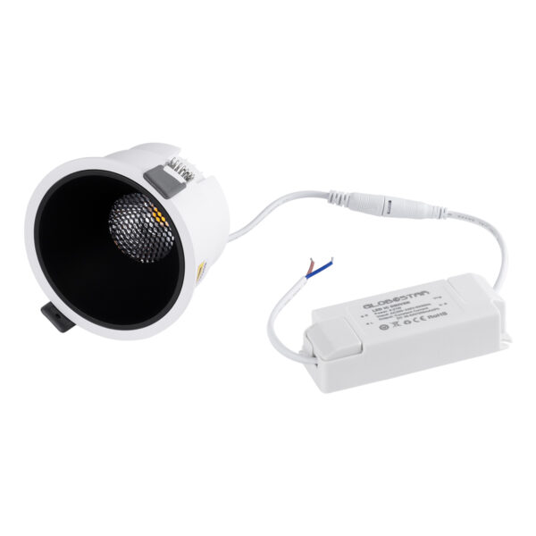 GloboStar® PLUTO-B 60258 Χωνευτό LED Spot Downlight TrimLess Φ10.4cm 15W 1950lm 38° AC 220-240V IP20 Φ10.4 x Υ6.5cm - Στρόγγυλο - Λευκό με Μαύρο Κάτοπτρο & Anti-Glare HoneyComb - Φυσικό Λευκό 4500K - Bridgelux COB - 5 Years Warranty - Image 6