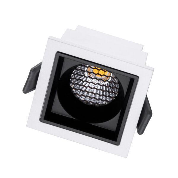 GloboStar® PLUTO-S 60264 Χωνευτό LED Spot Downlight TrimLess Μ6.4xΠ6.4cm 7W 910lm 38° AC 220-240V IP20 Μ6.4 x Π6.4 x Υ4.9cm - Τετράγωνο - Λευκό με Μαύρο Κάτοπτρο & Anti-Glare HoneyComb - Φυσικό Λευκό 4500K - Bridgelux COB - 5 Years Warranty - Image 2