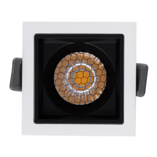 GloboStar® PLUTO-S 60264 Χωνευτό LED Spot Downlight TrimLess Μ6.4xΠ6.4cm 7W 910lm 38° AC 220-240V IP20 Μ6.4 x Π6.4 x Υ4.9cm - Τετράγωνο - Λευκό με Μαύρο Κάτοπτρο & Anti-Glare HoneyComb - Φυσικό Λευκό 4500K - Bridgelux COB - 5 Years Warranty - Image 5