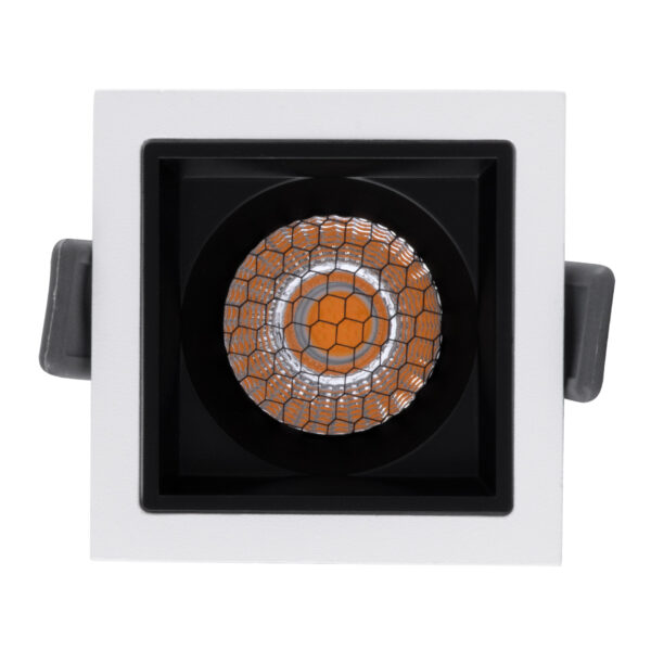 GloboStar® PLUTO-S 60265 Χωνευτό LED Spot Downlight TrimLess Μ6.4xΠ6.4cm 7W 875lm 38° AC 220-240V IP20 Μ6.4 x Π6.4 x Υ4.9cm - Τετράγωνο - Λευκό με Μαύρο Κάτοπτρο & Anti-Glare HoneyComb - Θερμό Λευκό 2700K - Bridgelux COB - 5 Years Warranty - Image 5