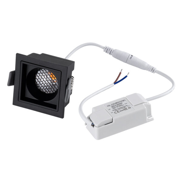 GloboStar® PLUTO-S 60269 Χωνευτό LED Spot Downlight TrimLess Μ6.4xΠ6.4cm 7W 875lm 38° AC 220-240V IP20 Μ6.4 x Π6.4 x Υ4.9cm - Τετράγωνο - Μαύρο & Anti-Glare HoneyComb - Θερμό Λευκό 2700K - Bridgelux COB - 5 Years Warranty - Image 6