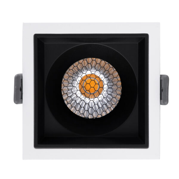 GloboStar® PLUTO-M 60270 Χωνευτό LED Spot Downlight TrimLess Μ8.4xΠ8.4cm 10W 1300lm 38° AC 220-240V IP20 Μ8.4 x Π8.4 x Υ5.9cm - Τετράγωνο - Λευκό με Μαύρο Κάτοπτρο & Anti-Glare HoneyComb - Φυσικό Λευκό 4500K - Bridgelux COB - 5 Years Warranty - Image 5