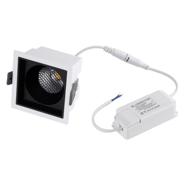 GloboStar® PLUTO-M 60270 Χωνευτό LED Spot Downlight TrimLess Μ8.4xΠ8.4cm 10W 1300lm 38° AC 220-240V IP20 Μ8.4 x Π8.4 x Υ5.9cm - Τετράγωνο - Λευκό με Μαύρο Κάτοπτρο & Anti-Glare HoneyComb - Φυσικό Λευκό 4500K - Bridgelux COB - 5 Years Warranty - Image 6