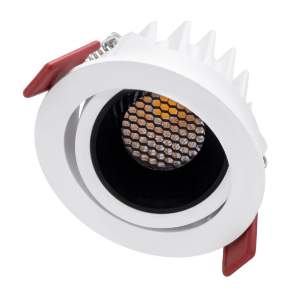 GloboStar® LEO-R 60282 Χωνευτό LED Spot Downlight TrimLess Φ8.5cm 10W 1300lm 38° AC 220-240V IP20 Φ8.5 x Υ6.6cm - Στρόγγυλο - Κινούμενο - Λευκό με Μαύρο Κάτοπτρο & Anti-Glare HoneyComb - Φυσικό Λευκό 4500K - Bridgelux COB - 5 Years Warranty - Image 2