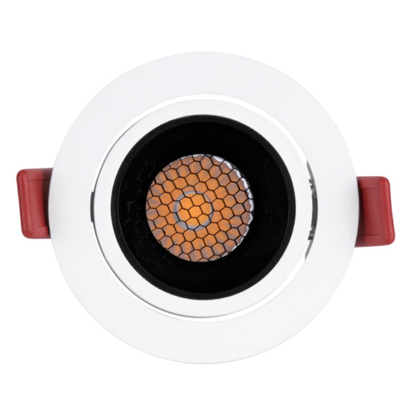 GloboStar® LEO-R 60282 Χωνευτό LED Spot Downlight TrimLess Φ8.5cm 10W 1300lm 38° AC 220-240V IP20 Φ8.5 x Υ6.6cm - Στρόγγυλο - Κινούμενο - Λευκό με Μαύρο Κάτοπτρο & Anti-Glare HoneyComb - Φυσικό Λευκό 4500K - Bridgelux COB - 5 Years Warranty - Image 7