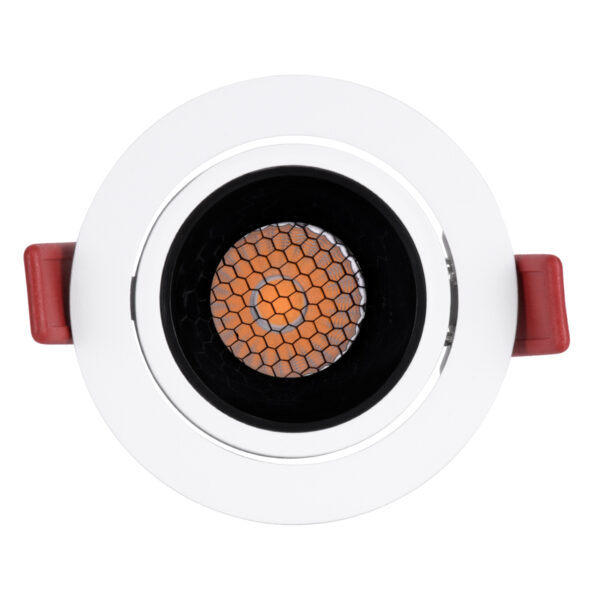 GloboStar® LEO-R 60283 Χωνευτό LED Spot Downlight TrimLess Φ8.5cm 10W 1250lm 38° AC 220-240V IP20 Φ8.5 x Υ6.6cm - Στρόγγυλο - Κινούμενο - Λευκό με Μαύρο Κάτοπτρο & Anti-Glare HoneyComb - Θερμό Λευκό 2700K - Bridgelux COB - 5 Years Warranty - Image 7