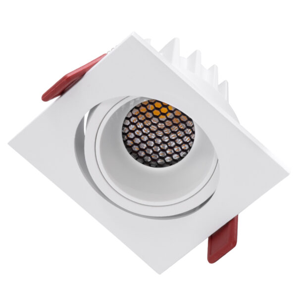 GloboStar® LEO-SQ 60290 Χωνευτό LED Spot Downlight TrimLess Μ8.5xΠ8.5cm 10W 1300lm 38° AC 220-240V IP20 Μ8.5 x Π8.5 x Υ6.6cm - Τετράγωνο - Κινούμενο - Λευκό & Anti-Glare HoneyComb - Φυσικό Λευκό 4500K - Bridgelux COB - 5 Years Warranty - Image 2