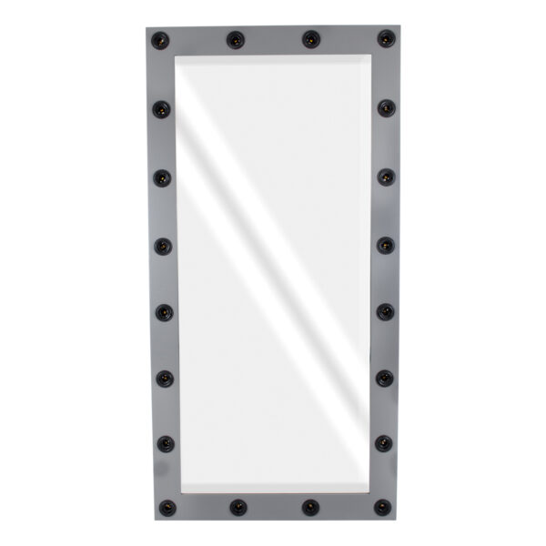 GloboStar® MAKEUP MIRROR-160x80-6 Μοντέρνος Καθρέπτης Μακιγιάζ με Πλαίσιο Φυσικού Ξύλου με Διακόπτη On/Off 20 x E27 AC220-240V - Μ80 x Π7 x Υ160cm - Γκρι Ανθρακί - Image 3