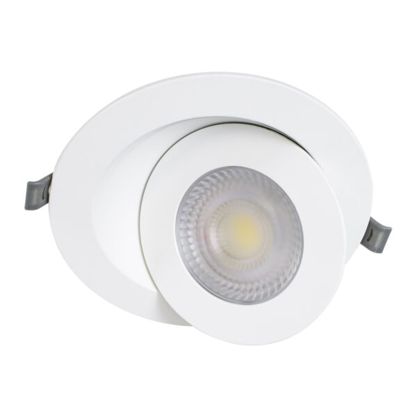 GloboStar® LEXIS JOINT 60988 Χωνευτό LED Κινούμενο Spot Downlight 12W 1200lm 45° AC 220-240V IP44 Φ15.8cm x Υ4.1cm - Στρόγγυλο - Λευκό - Φυσικό Λευκό 4500K - Bridgelux Chip - TÜV Certified Driver - 5 Years Warranty - Image 2