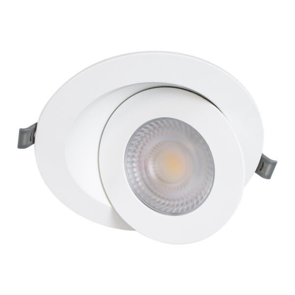 GloboStar® LEXIS JOINT 60989 Χωνευτό LED Κινούμενο Spot Downlight 12W 1140lm 45° AC 220-240V IP44 Φ15.8cm x Υ4.1cm - Στρόγγυλο - Λευκό - Θερμό Λευκό 2700K - Bridgelux Chip - TÜV Certified Driver - 5 Years Warranty - Image 2