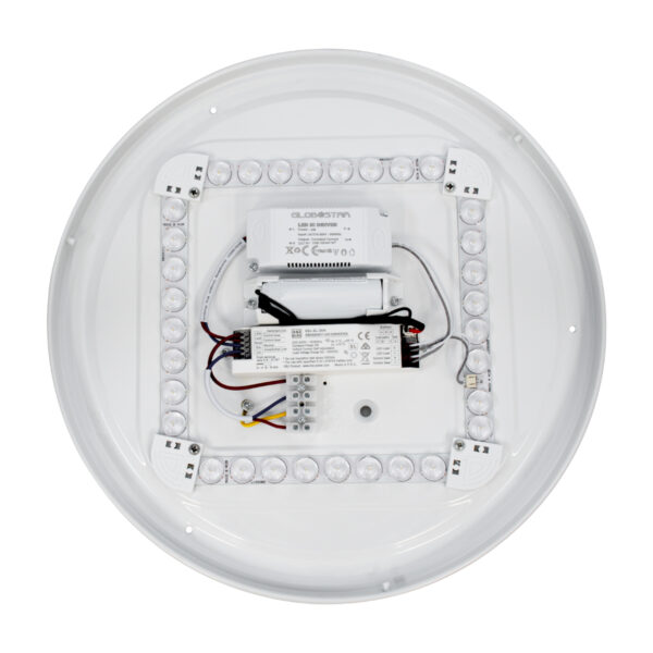 GloboStar® EMERGANO 60992 Πλαφονιέρα Οροφής LED 30W 3000lm 120° AC 220-240V με Ενσωματωμένο Σύστημα Emergency Li-ion 3450mAh/12.8Wh με Αυτονομία έως 3hrs - Αδιάβροχη IP54 Φ38 x Υ5.3cm Ψυχρό Λευκό 6000K - Λευκό - Bridgelux Chips - 3 Years Warranty - Image 7