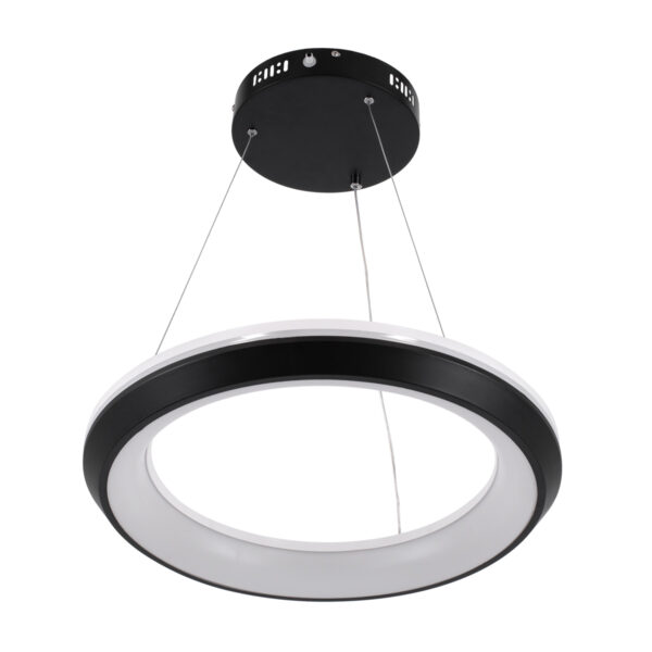 GloboStar® MELINA 61043 Κρεμαστή Πλαφονιέρα Οροφής Κύκλος LED CCT 55W 6376lm 120° AC 220-240V - Εναλλαγή Φωτισμού μέσω Τηλεχειριστηρίου All In One Ψυχρό Λευκό 6000k+Φυσικό Λευκό 4500k+Θερμό Λευκό 2700k Dimmable Φ48cm - Μαύρο - 3 Years Warranty - Image 2