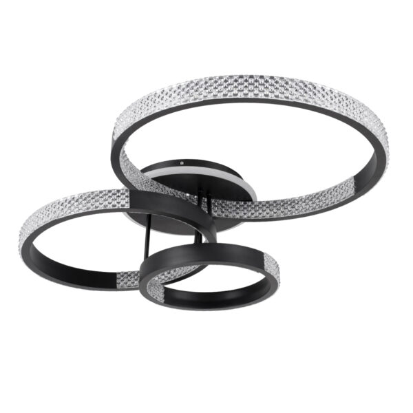 GloboStar® DIAMOND 61114 Φωτιστικό Οροφής Δαχτυλίδι-Κύκλος LED CCT 100W 12123lm 360° AC 220-240V - Εναλλαγή Φωτισμού μέσω Τηλεχειριστηρίου All In One Ψυχρό 6000k+Φυσικό 4500k+Θερμό 2700k Dimmable Φ30+40+50cm+BackLight - Μαύρο - 3 Years Warranty - Image 2