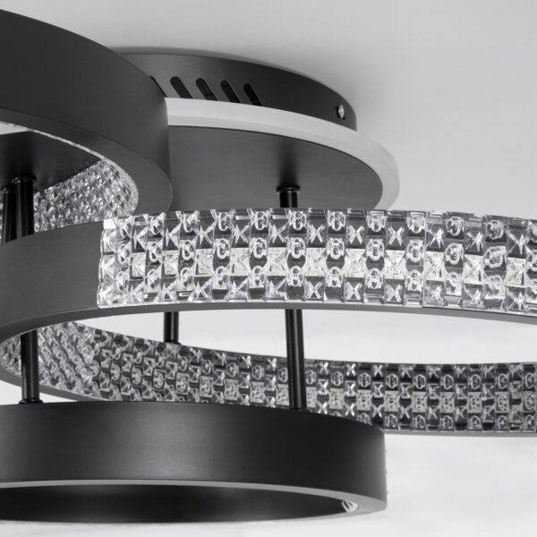 GloboStar® DIAMOND 61114 Φωτιστικό Οροφής Δαχτυλίδι-Κύκλος LED CCT 100W 12123lm 360° AC 220-240V - Εναλλαγή Φωτισμού μέσω Τηλεχειριστηρίου All In One Ψυχρό 6000k+Φυσικό 4500k+Θερμό 2700k Dimmable Φ30+40+50cm+BackLight - Μαύρο - 3 Years Warranty - Image 5