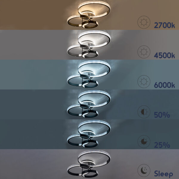 GloboStar® DIAMOND 61114 Φωτιστικό Οροφής Δαχτυλίδι-Κύκλος LED CCT 100W 12123lm 360° AC 220-240V - Εναλλαγή Φωτισμού μέσω Τηλεχειριστηρίου All In One Ψυχρό 6000k+Φυσικό 4500k+Θερμό 2700k Dimmable Φ30+40+50cm+BackLight - Μαύρο - 3 Years Warranty - Image 7