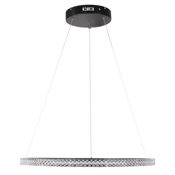 GloboStar® DIAMOND 61130 Κρεμαστό Φωτιστικό Δαχτυλίδι-Κύκλος LED CCT 45W 5230lm 360° AC 220-240V - Εναλλαγή Φωτισμού μέσω Τηλεχειριστηρίου All In One Ψυχρό 6000k+Φυσικό 4500k+Θερμό 2700k Dimmable Φ60cm - Μαύρο - 3 Years Warranty - Image 3