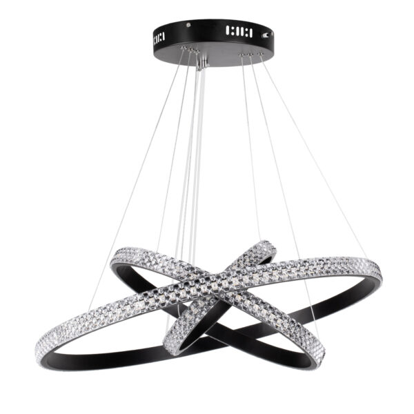 GloboStar® DIAMOND TRIO 61136 Κρεμαστό Φωτιστικό Δαχτυλίδι-Κύκλος LED CCT 100W 12123lm 360° AC 220-240V - Εναλλαγή Φωτισμού μέσω Τηλεχειριστηρίου All In One Ψυχρό 6000k+Φυσικό 4500k+Θερμό 2700k Dimmable Φ25+40+60cm - Μαύρο - 3 Years Warranty - Image 5