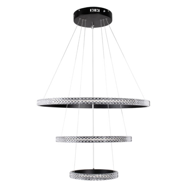 GloboStar® DIAMOND TRIO 61136-DECO Κρεμαστό Φωτιστικό Δαχτυλίδι-Κύκλος LED CCT 100W 12123lm 360° AC 220-240V - Εναλλαγή Φωτισμού μέσω Τηλεχειριστηρίου All In One Ψυχρό 6000k+Φυσικό 4500k+Θερμό 2700k Dimmable Φ25+40+60cm - Μαύρο - 3 Years Warranty - Image 5