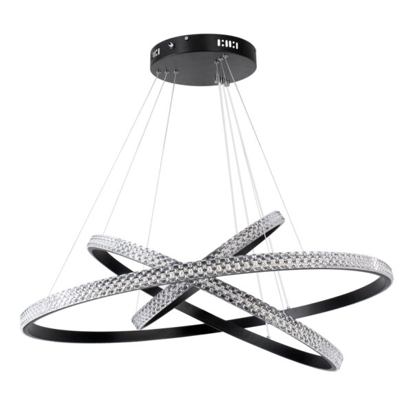 GloboStar® DIAMOND TRIO 61138 Κρεμαστό Φωτιστικό Δαχτυλίδι-Κύκλος LED CCT 120W 14723lm 360° AC 220-240V - Εναλλαγή Φωτισμού μέσω Τηλεχειριστηρίου All In One Ψυχρό 6000k+Φυσικό 4500k+Θερμό 2700k Dimmable Φ40+60+80cm - Μαύρο - 3 Years Warranty - Image 5