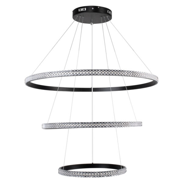 GloboStar® DIAMOND TRIO 61138-DECO Κρεμαστό Φωτιστικό Δαχτυλίδι-Κύκλος LED CCT 120W 14723lm 360° AC 220-240V - Εναλλαγή Φωτισμού μέσω Τηλεχειριστηρίου All In One Ψυχρό 6000k+Φυσικό 4500k+Θερμό 2700k Dimmable Φ40+60+80cm - Μαύρο - 3 Years Warranty - Image 5