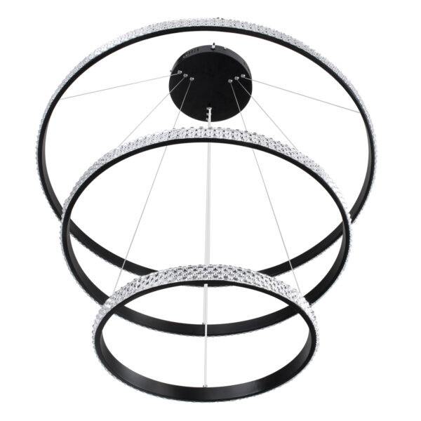 GloboStar® DIAMOND TRIO 61138-DECO Κρεμαστό Φωτιστικό Δαχτυλίδι-Κύκλος LED CCT 120W 14723lm 360° AC 220-240V - Εναλλαγή Φωτισμού μέσω Τηλεχειριστηρίου All In One Ψυχρό 6000k+Φυσικό 4500k+Θερμό 2700k Dimmable Φ40+60+80cm - Μαύρο - 3 Years Warranty - Image 6