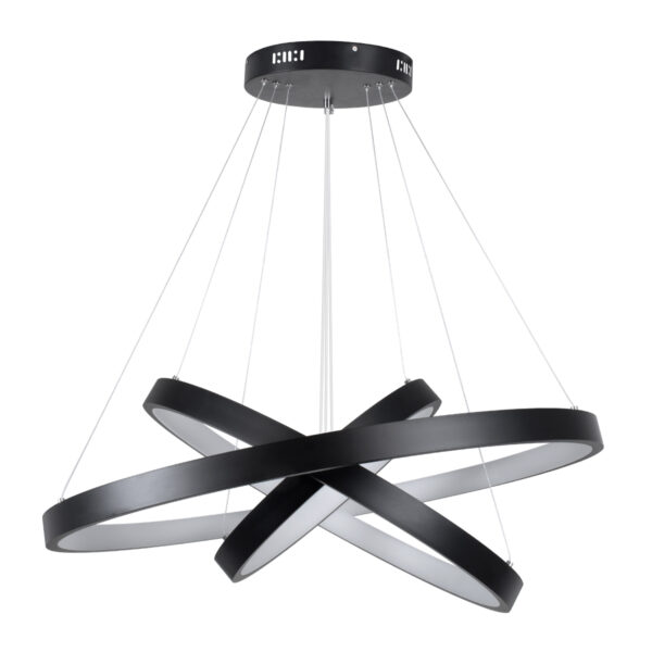 GloboStar® NEMESIS TRIO 61170-DECO Κρεμαστό Φωτιστικό Δαχτυλίδι-Κύκλος LED CCT 120W 14723lm 360° AC 220-240V - Εναλλαγή Φωτισμού μέσω Τηλεχειριστηρίου All In One Ψυχρό 6000k+Φυσικό 4500k+Θερμό 2700k Dimmable Φ40+60+80cm - Μαύρο - 3 Years Warranty - Image 2