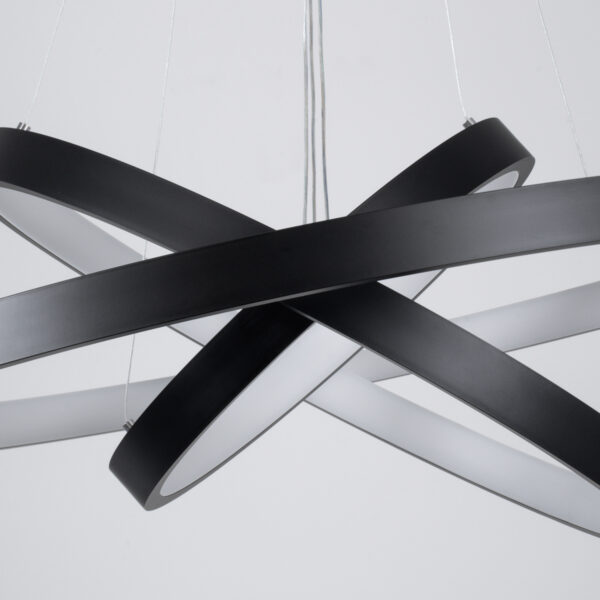 GloboStar® NEMESIS TRIO 61170-DECO Κρεμαστό Φωτιστικό Δαχτυλίδι-Κύκλος LED CCT 120W 14723lm 360° AC 220-240V - Εναλλαγή Φωτισμού μέσω Τηλεχειριστηρίου All In One Ψυχρό 6000k+Φυσικό 4500k+Θερμό 2700k Dimmable Φ40+60+80cm - Μαύρο - 3 Years Warranty - Image 3