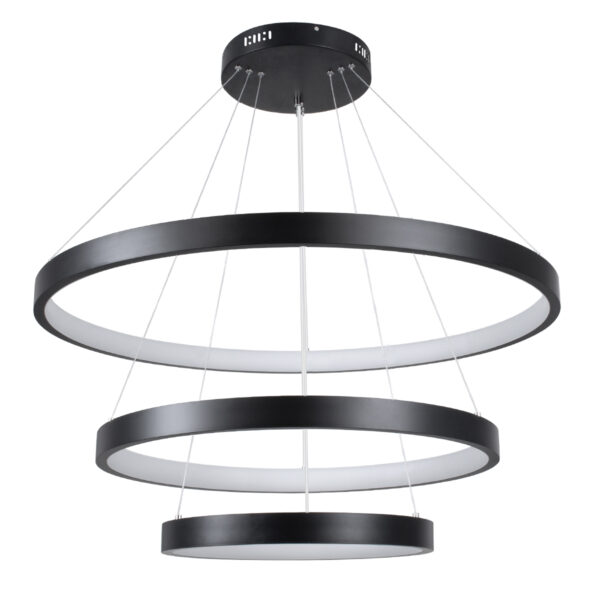 GloboStar® NEMESIS TRIO 61170-DECO Κρεμαστό Φωτιστικό Δαχτυλίδι-Κύκλος LED CCT 120W 14723lm 360° AC 220-240V - Εναλλαγή Φωτισμού μέσω Τηλεχειριστηρίου All In One Ψυχρό 6000k+Φυσικό 4500k+Θερμό 2700k Dimmable Φ40+60+80cm - Μαύρο - 3 Years Warranty - Image 4