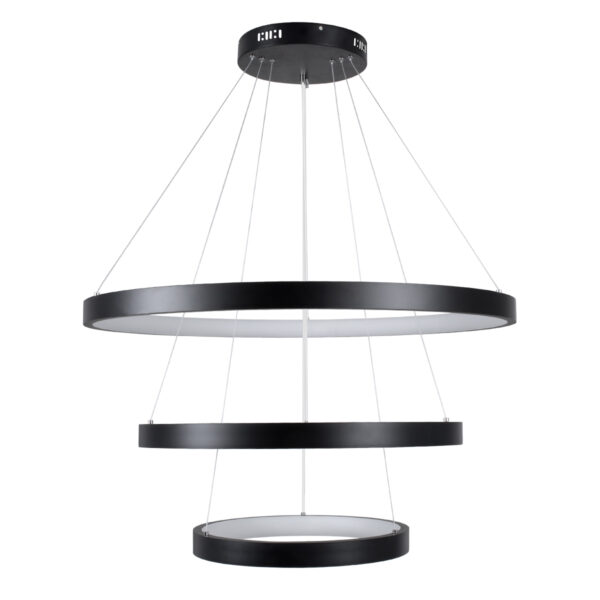 GloboStar® NEMESIS TRIO 61170-DECO Κρεμαστό Φωτιστικό Δαχτυλίδι-Κύκλος LED CCT 120W 14723lm 360° AC 220-240V - Εναλλαγή Φωτισμού μέσω Τηλεχειριστηρίου All In One Ψυχρό 6000k+Φυσικό 4500k+Θερμό 2700k Dimmable Φ40+60+80cm - Μαύρο - 3 Years Warranty - Image 5