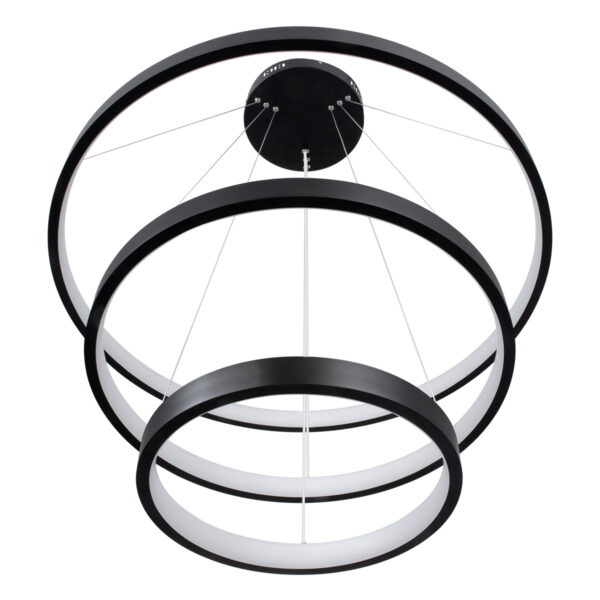 GloboStar® NEMESIS TRIO 61170-DECO Κρεμαστό Φωτιστικό Δαχτυλίδι-Κύκλος LED CCT 120W 14723lm 360° AC 220-240V - Εναλλαγή Φωτισμού μέσω Τηλεχειριστηρίου All In One Ψυχρό 6000k+Φυσικό 4500k+Θερμό 2700k Dimmable Φ40+60+80cm - Μαύρο - 3 Years Warranty - Image 6