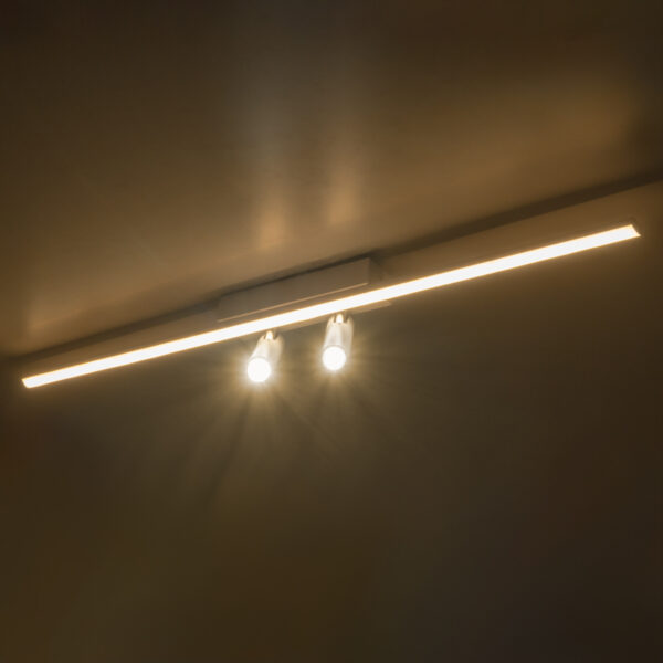 GLOBOSTAR® BARETTI 61227 Φωτιστικό Οροφής Linear Design LED CCT με Κινούμενα Σποτ LED Downlight 24W 2688lm 160° & 45° AC 220-240V IP20  - Εναλλαγή Φωτισμού μέσω Διακόπτη On/Off All In One Ψυχρό 6000k+Φυσικό 4500k+Θερμό 2700k - Μ80 x Π5.5 x Υ5 cm - Λευκό - 3 Χρόνια Εγγύηση - Image 9