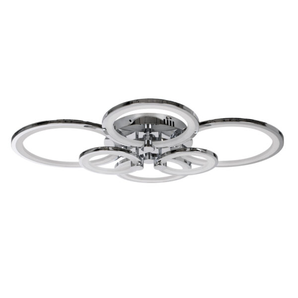 GloboStar® ROYAL-R 61324 Φωτιστικό Οροφής Design LED CCT 135W 16200lm 360° AC 220-240V - Εναλλαγή Φωτισμού μέσω Τηλεχειριστηρίου All In One Ψυχρό 6000k+Φυσικό 4500k+Θερμό 2700k Dimmable Μ80.5 x Π59 x Υ12cm - Νίκελ Χρώμιο - 3 Years Warranty - Image 3