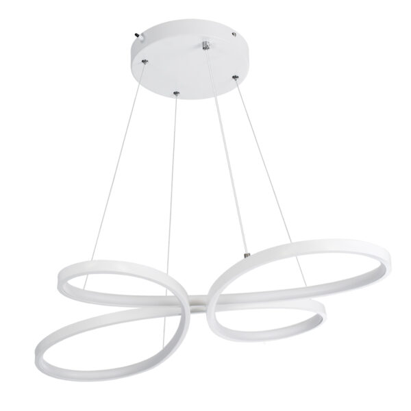 GloboStar® BUTTERFLY 61392 Κρεμαστό Φωτιστικό Οροφής Design LED CCT 75W 8400lm 300° AC 220-240V - Εναλλαγή Φωτισμού μέσω Τηλεχειριστηρίου All In One Ψυχρό 6000k+Φυσικό 4500k+Θερμό 2700k Dimmable Μ71 x Π52 x Υ4cm - Λευκό - 3 Years Warranty - Image 2