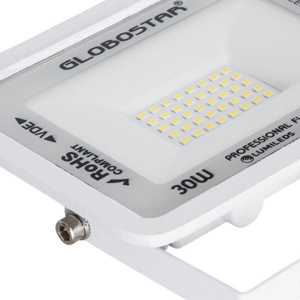 GloboStar® ATLAS 61414 Επαγγελματικός Προβολέας LED 30W 3600lm 120° AC 220-240V - Αδιάβροχος IP67 - Μ16 x Π2.5 x Υ12.5cm - Λευκό - Φυσικό Λευκό 4500K - LUMILEDS Chips - TÜV Rheinland Certified - 5 Years Warranty - Image 5