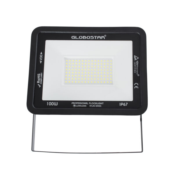 GloboStar® ATLAS 61425 Επαγγελματικός Προβολέας LED 100W 12500lm 120° AC 220-240V - Αδιάβροχος IP67 - Μ27 x Π4 x Υ21cm - Μαύρο - Ψυχρό Λευκό 6000K - LUMILEDS Chips - TÜV Rheinland Certified - 5 Years Warranty - Image 2