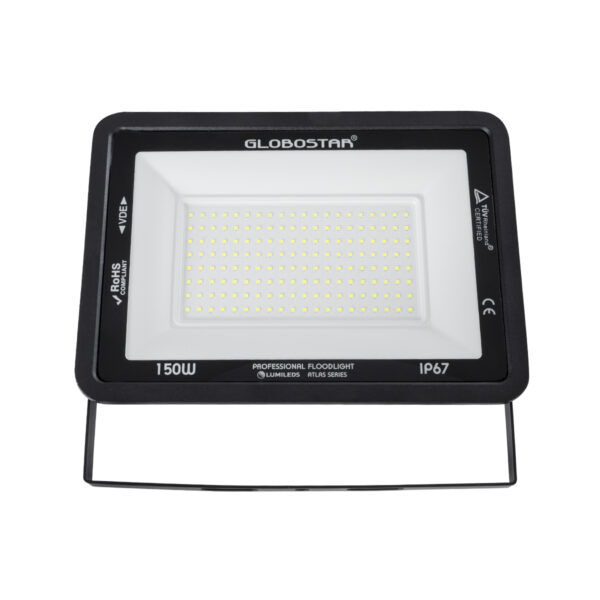 GloboStar® ATLAS 61428 Επαγγελματικός Προβολέας LED 150W 18750lm 120° AC 220-240V - Αδιάβροχος IP67 - Μ32 x Π4 x Υ23cm - Μαύρο - Ψυχρό Λευκό 6000K - LUMILEDS Chips - TÜV Rheinland Certified - 5 Years Warranty - Image 2