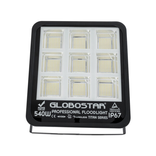 GloboStar® TITAN 61436 Επαγγελματικός Προβολέας για Γήπεδα Tennis & Ποδοσφαίρου 5x5 LED 540W 67500lm 60°x90° FishEye AC 220-240V - Αδιάβροχος IP67 - Μ38 x Π8 x Υ42cm - Μαύρο - Φυσικό Λευκό 5000K - LUMILEDS Chips - TÜV Rheinland Certified - 5 Χρόνια Εγγύηση - Image 2