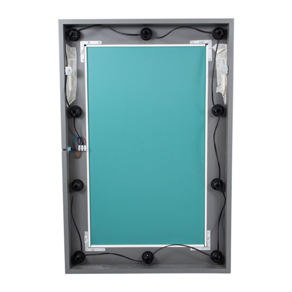 GloboStar® MAKEUP MIRROR-60x90-6 Μοντέρνος Καθρέπτης Μακιγιάζ με Πλαίσιο Φυσικού Ξύλου με Διακόπτη On/Off 10 x E27 AC220-240V - Μ60 x Π7 x Υ90cm - Γκρι Ανθρακί - Image 6