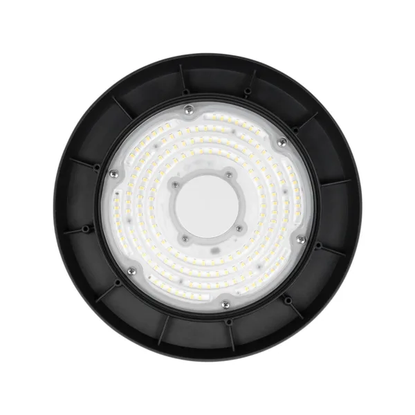 GLOBOSTAR® INDUSTRY 61500 Βιομηχανικό Φωτιστικό Καμπάνα High Bay UFO LED 100W 15000lm SDCM<5 90° AC 85-265V Αδιάβροχο IP65 IK08 Μαύρο Χυτό Αλουμίνιο - Φυσικό Λευκό 5000K - 175 x Sanan Opto SMD Chip & TÜV SÜD Driver - Μ26.5 x Π26.5 x Υ15cm - 5 Χρόνια Εγγύηση - Image 5