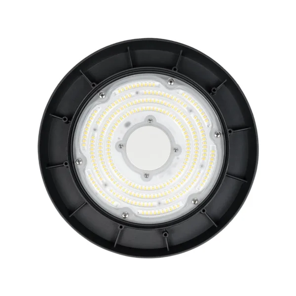 GLOBOSTAR® INDUSTRY 61501 Βιομηχανικό Φωτιστικό Καμπάνα High Bay UFO LED 150W 22500lm SDCM<5 90° AC 85-265V Αδιάβροχο IP65 IK08 Μαύρο Χυτό Αλουμίνιο - Φυσικό Λευκό 5000K - 275 x Sanan Opto SMD Chip & TÜV SÜD Driver - Μ26.5 x Π26.5 x Υ15cm - 5 Χρόνια Εγγύηση - Image 5