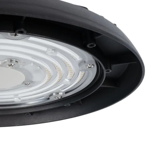 GLOBOSTAR® INDUSTRY 61501 Βιομηχανικό Φωτιστικό Καμπάνα High Bay UFO LED 150W 22500lm SDCM<5 90° AC 85-265V Αδιάβροχο IP65 IK08 Μαύρο Χυτό Αλουμίνιο - Φυσικό Λευκό 5000K - 275 x Sanan Opto SMD Chip & TÜV SÜD Driver - Μ26.5 x Π26.5 x Υ15cm - 5 Χρόνια Εγγύηση - Image 7