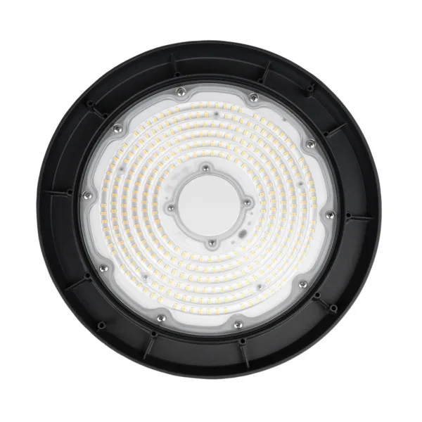 GLOBOSTAR® INDUSTRY 61502 Βιομηχανικό Φωτιστικό Καμπάνα High Bay UFO LED 200W 30000lm SDCM<5 90° AC 85-265V Αδιάβροχο IP65 IK08 Μαύρο Χυτό Αλουμίνιο - Φυσικό Λευκό 5000K - 338 x Sanan Opto SMD Chip & TÜV SÜD Driver - Μ30 x Π30 x Υ16cm - 5 Χρόνια Εγγύηση - Image 5