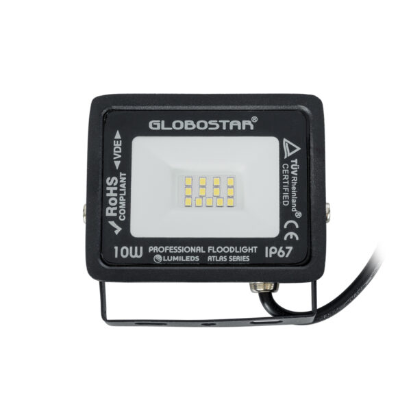 GloboStar® ATLAS 61515 Επαγγελματικός Προβολέας LED 10W 1250lm 120° AC 220-240V - Αδιάβροχος IP67 - Μ10 x Π2 x Υ8cm - Μαύρο - Ψυχρό Λευκό 6000K - LUMILEDS Chips - TÜV Rheinland Certified - 5 Χρόνια Εγγύηση - Image 2