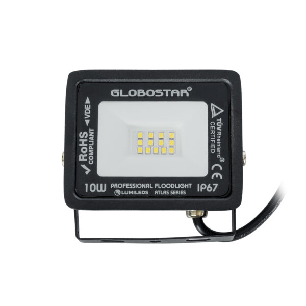 GloboStar® ATLAS 61516 Επαγγελματικός Προβολέας LED 10W 1200lm 120° AC 220-240V - Αδιάβροχος IP67 - Μ10 x Π2 x Υ8cm - Μαύρο - Φυσικό Λευκό 4500K - LUMILEDS Chips - TÜV Rheinland Certified - 5 Χρόνια Εγγύηση - Image 2