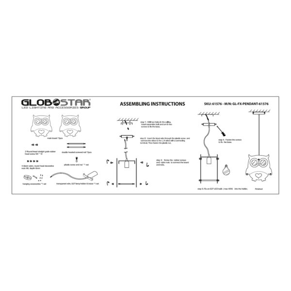 GloboStar® OWL 61576 Παιδικό Κρεμαστό Φωτιστικό Φιγούρα Μονόφωτο 1 x E27 IP20 Πολύχρωμο Πλαστικό - Μ29.5 x Π15.5 x Υ30.5cm - Image 12