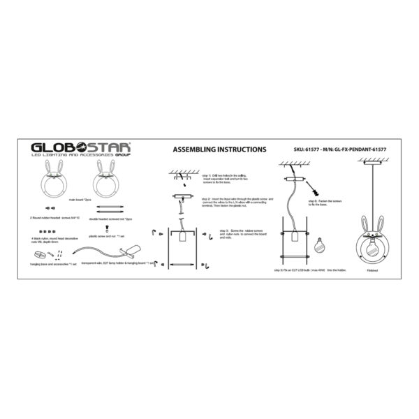 GloboStar® BUNNY 61577 Παιδικό Κρεμαστό Φωτιστικό Φιγούρα Μονόφωτο 1 x E27 IP20 Ροζ & Άσπρο Πλαστικό - Μ27.2 x Π15.5 x Υ40cm - Image 12