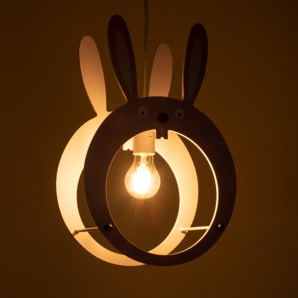 GloboStar® BUNNY 61577 Παιδικό Κρεμαστό Φωτιστικό Φιγούρα Μονόφωτο 1 x E27 IP20 Ροζ & Άσπρο Πλαστικό - Μ27.2 x Π15.5 x Υ40cm - Image 2