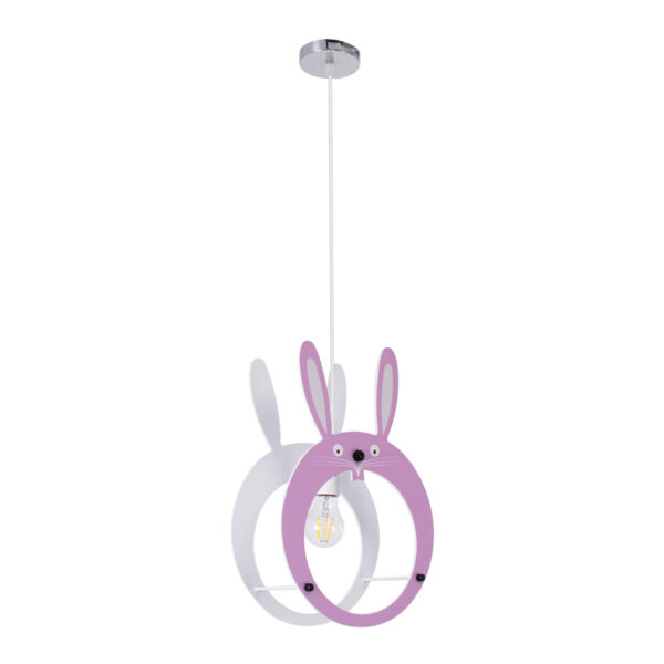 GloboStar® BUNNY 61577 Παιδικό Κρεμαστό Φωτιστικό Φιγούρα Μονόφωτο 1 x E27 IP20 Ροζ & Άσπρο Πλαστικό - Μ27.2 x Π15.5 x Υ40cm - Image 3