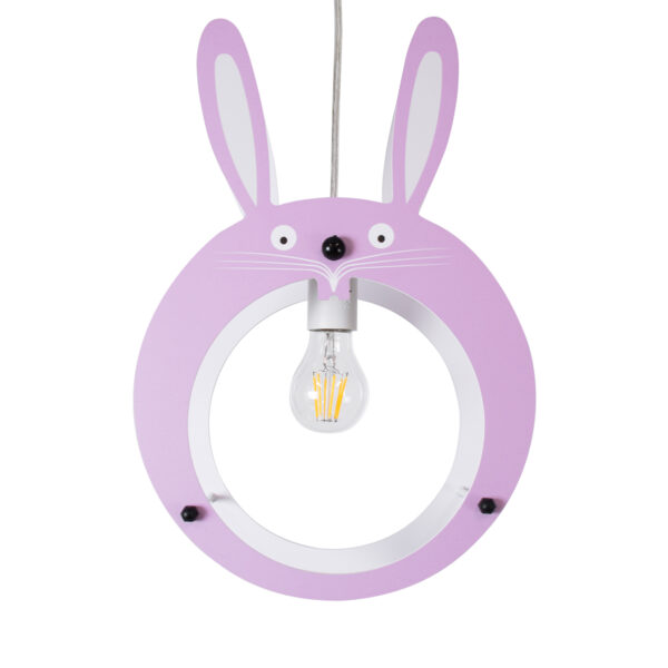 GloboStar® BUNNY 61577 Παιδικό Κρεμαστό Φωτιστικό Φιγούρα Μονόφωτο 1 x E27 IP20 Ροζ & Άσπρο Πλαστικό - Μ27.2 x Π15.5 x Υ40cm - Image 4